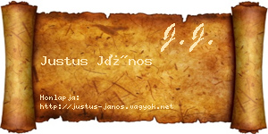 Justus János névjegykártya